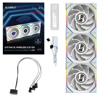 Lian Li UNI FAN REVERSE SL WIRELESS LCD 3x120mm Beyaz Kasa Fanı (G99.12RSLLCD1W3W.00)
