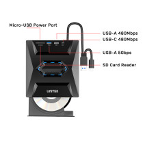 UNITEK HARİCİ DVD-RW USB TYPE-C/A+5in1 DOCK T1037A