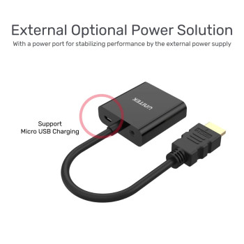 UNITEK HDMI TO VGA SES DESTEKLİ 1080P (Y-6333)